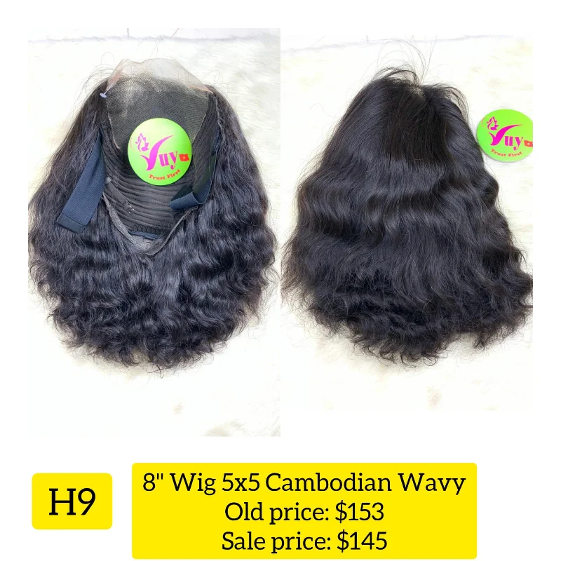 chic bob wigs for fashionable women -8" Wig 5x5 Cambodian Wavy (H9)