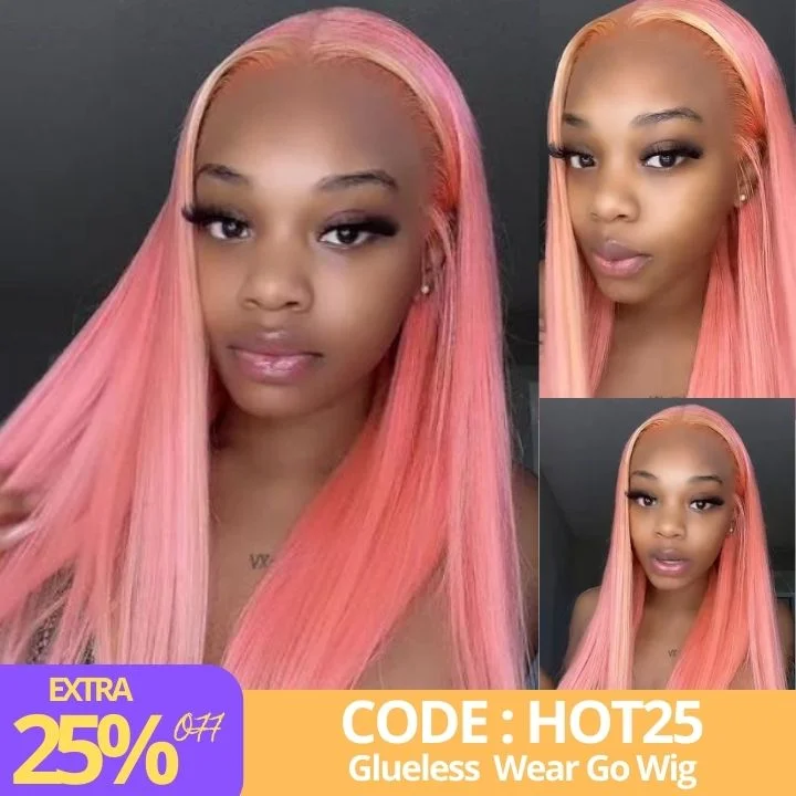 wigs for people with alopecia or thinning hair -AmandaHair Highlight #613  Straight 13x4 Lace Front Pink Wig Transparent Glueless Lace Trendy Color Wigs Stylish Young Cute Hairstyle