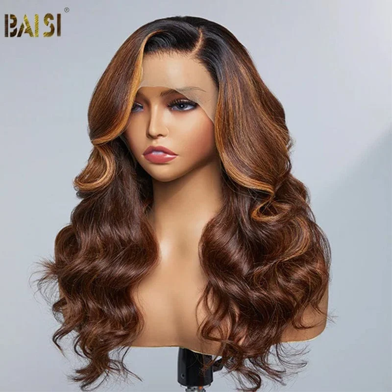 natural-looking lace front wigs for seamless style -BAISI Adaya Edgy Highlight Wavy Wig 22Inch