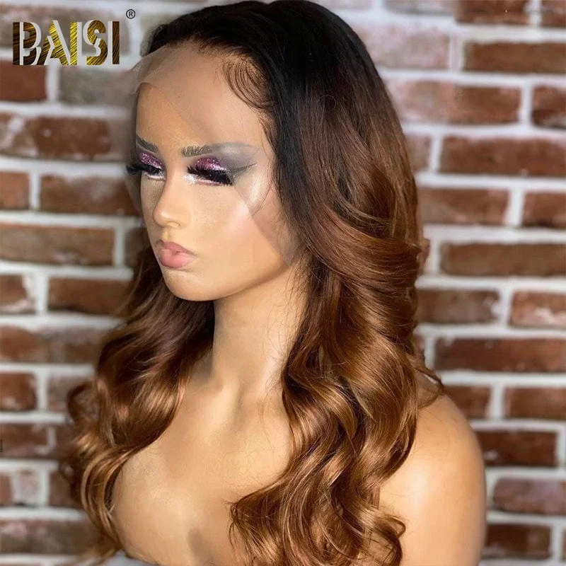 full coverage wigs for natural hairline -BAISI 1b/30 Body Wave Wig