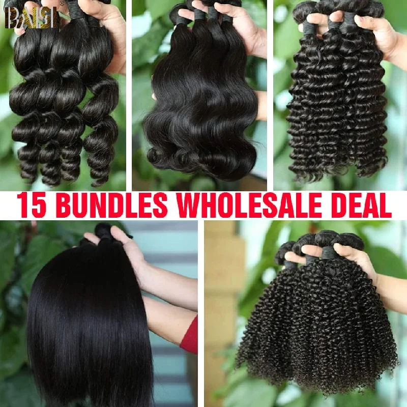 wigs for women with thick hair volume -Baisi 15PCS 10A/ 12A Bundles Wholesale Deal