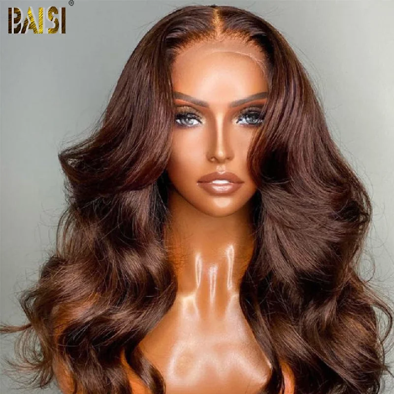 wigs for women with different hair types -BAISI Chestnut Brown Loose Wave 5x5 Wig