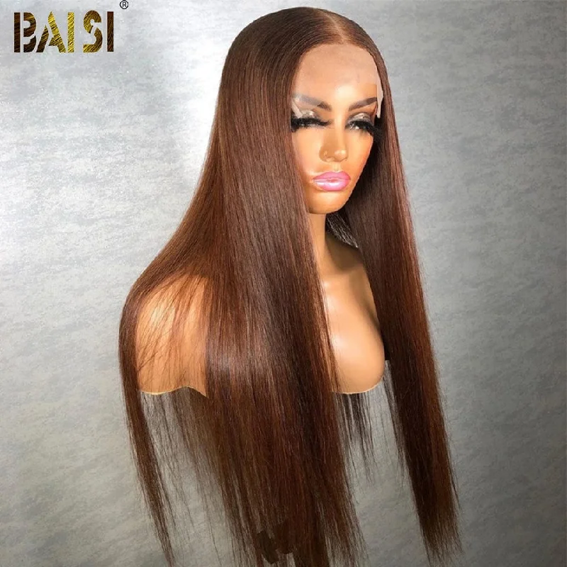 long straight wigs for elegant occasions -BAISI Color4# Elegant Top Quality Customized Wig