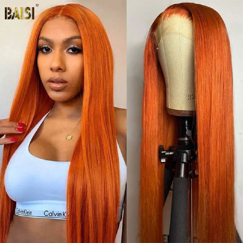 premium lace front wigs for long hair -BAISI Colorful Lace Wig Straight