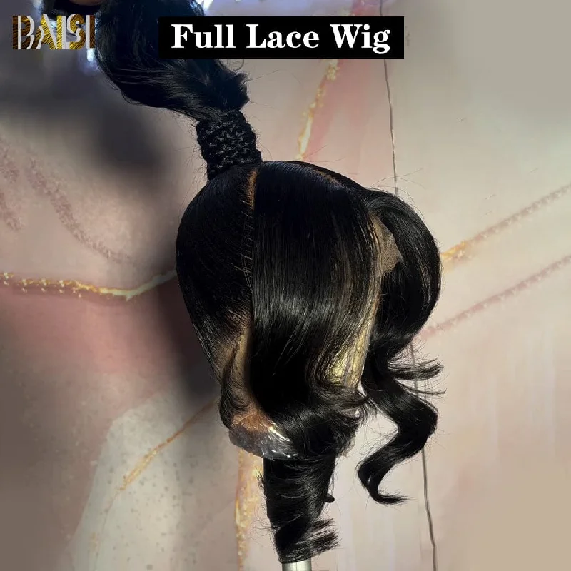 wigs for natural hair look and texture -BAISI Full Lace Wig With Ponytail