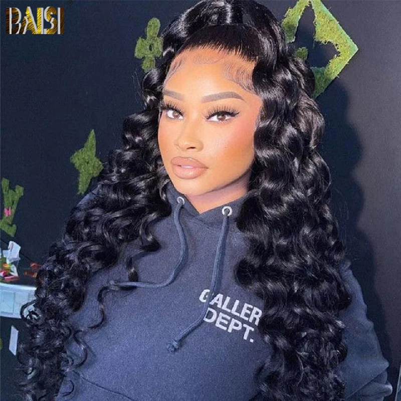 voluminous wigs for thicker hair appearance -BAISI Full lace Virgin Hair Wig