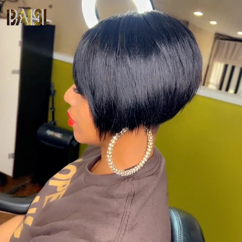 long straight wigs for elegant finish -BAISI Perfect Cut Short BoB Wig