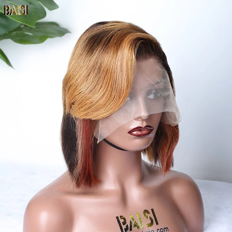 custom wigs for specific styles and needs -BAISI Piano Straight Short BoB Wig