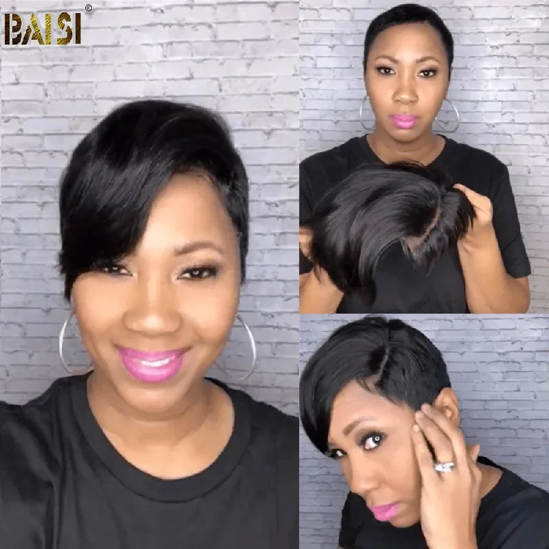 full coverage wigs for protecting hair loss -BAISI Straight Partial Closure Topper