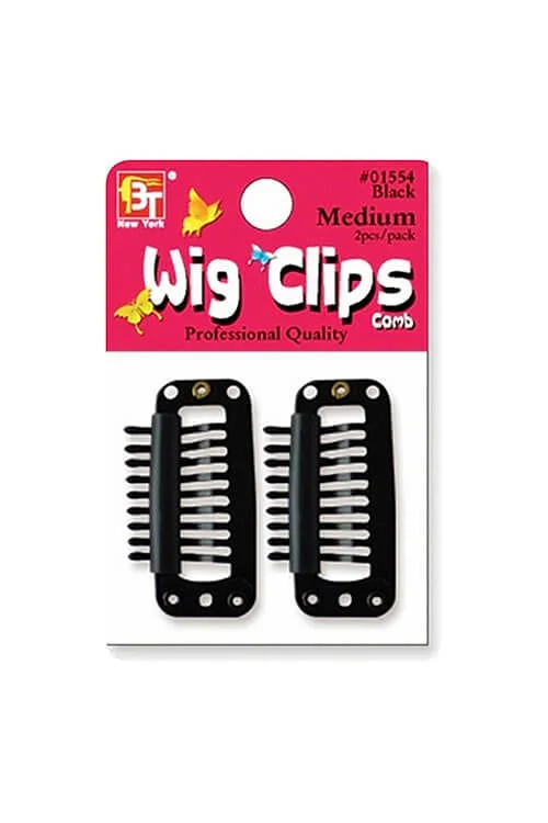 curly bob wigs for bouncy, fashionable look -Beauty Town #01554 Black Comb Medium Wig Clips 2ct