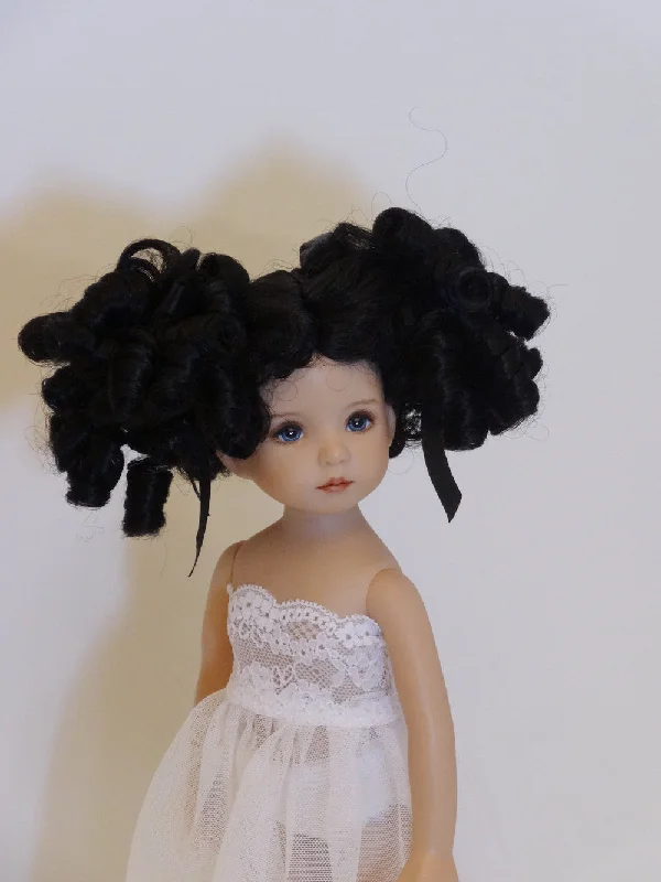 trendy straight wigs for sleek style -Birdie Wig in Black - for Little Darling dolls