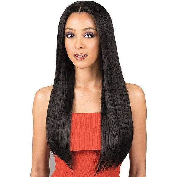 lace front wigs for seamless hairline blend -Bobbi Boss Indiremi 100% Virgin Remy Hair 4x4 Deep Lace Wig - MHRLF009 NATURAL STRAIGHT 26