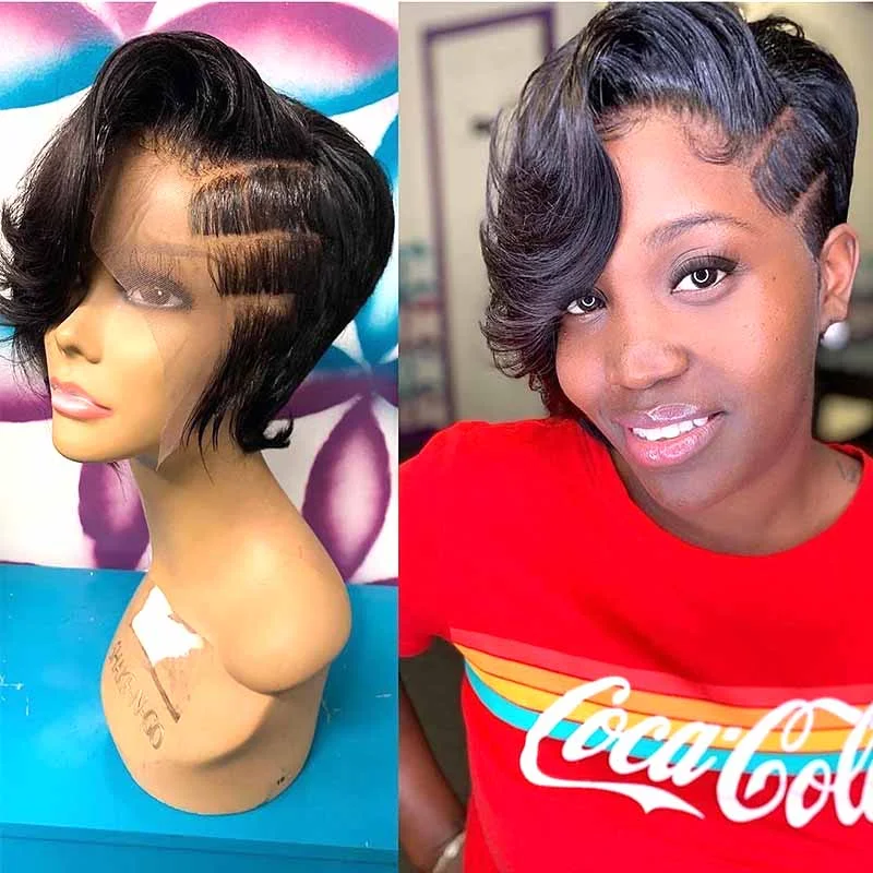 custom wigs for specific styles and needs -Quality Brazilian Hair Pixie Cut Wig Wave 13x4 for Black Women