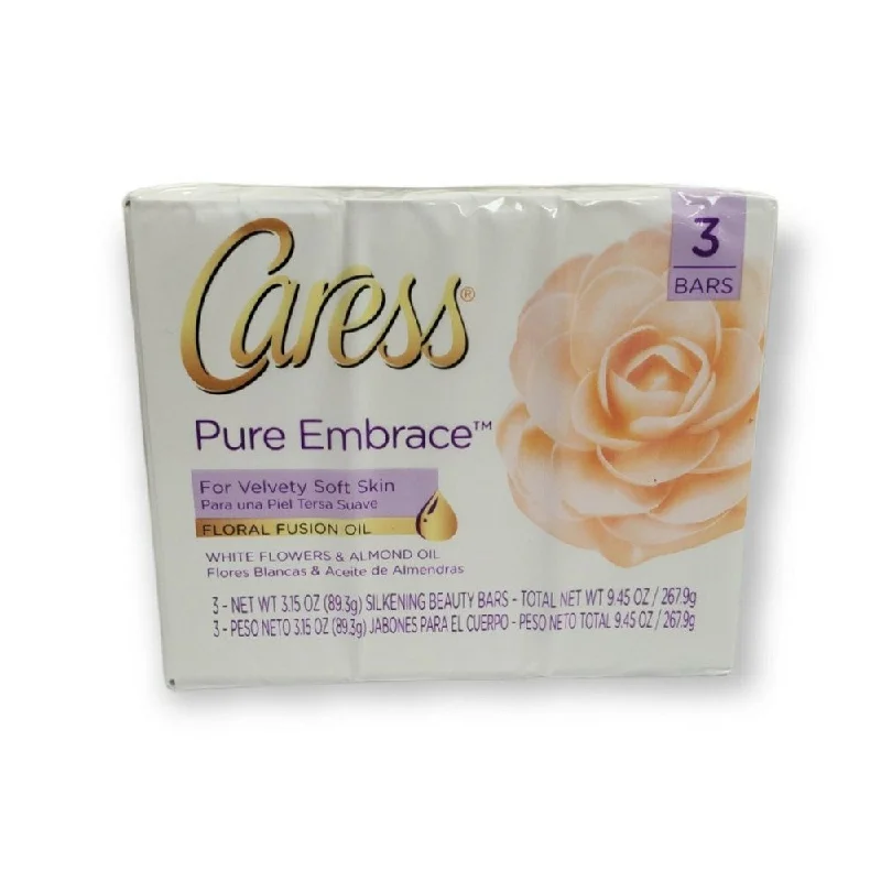 Caress Pure Embrace with White Flowers & Almond Oil 3 bars 3.15 oz Each