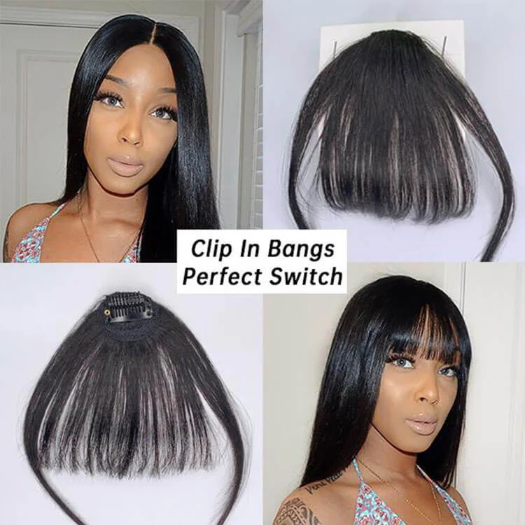 natural curly wigs for an effortless vibe -Clip-in Bangs Natural Color| One Wig Two Styles