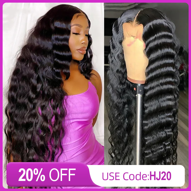 high-quality human hair wigs for shine -30-40 Inches 5x5 HD Lace Closure Loose Deep Wave Wig Virgin Long Hair 180% Density