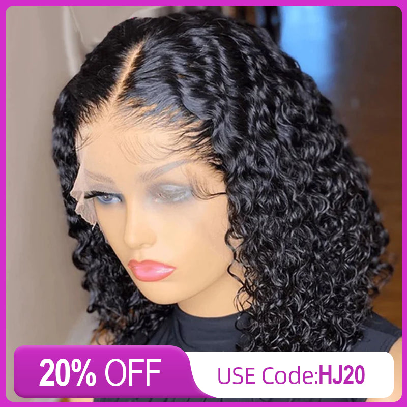 human hair wigs for effortless elegance -Curly deep wave 13x4 Lace Front Bob Wigs