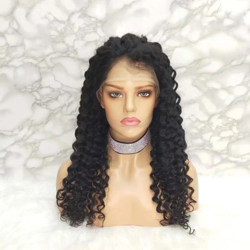 long curly wigs for vibrant, voluminous style -Quality Deep Wave Lace Frontal Wig Brazilian Virgin Hair Surprisehair