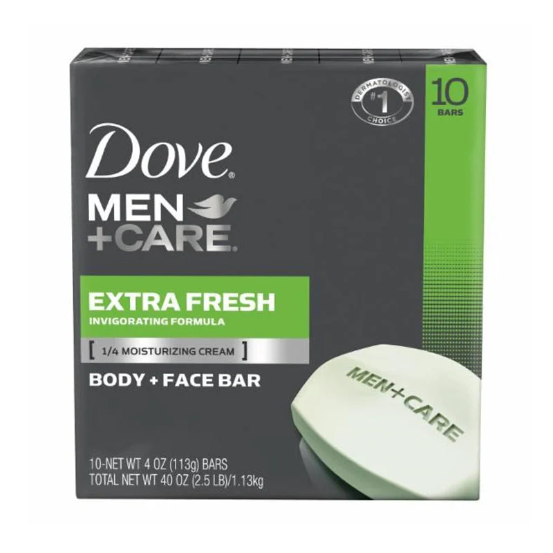 Dove Men+Care Extra Fresh Body and Face Bar 4 oz,  10 Count