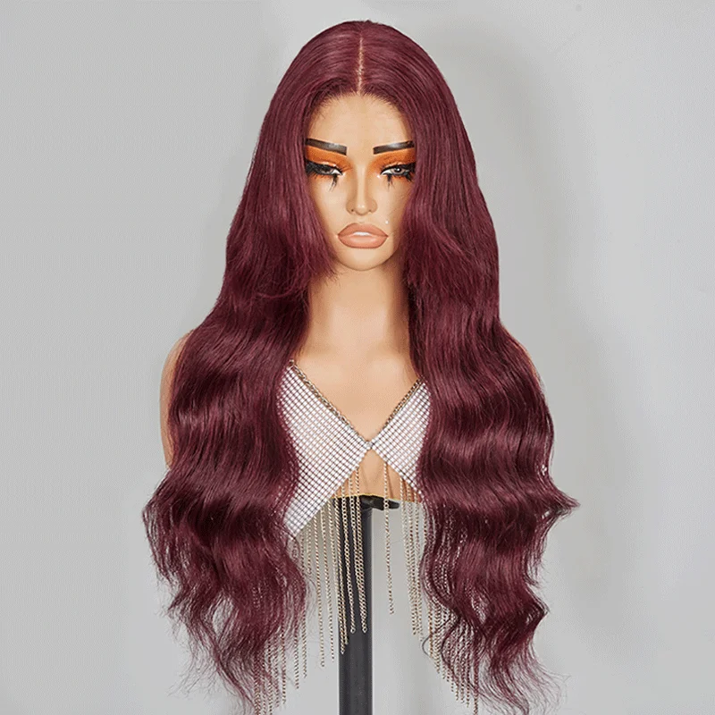 affordable wigs for people with hair loss -9x6 Glueless 99J Color Pre-All Body Wave Wig