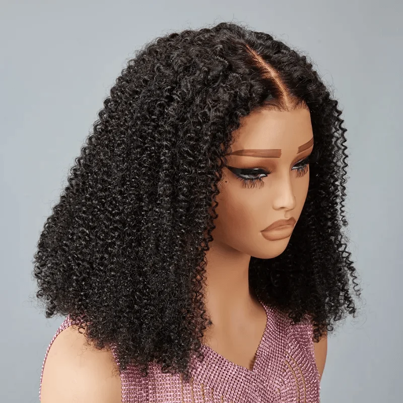 easy-to-maintain wigs for busy women -9x6 Glueless Bouncy Bob Kinky Curly Wig 3s Wear Go