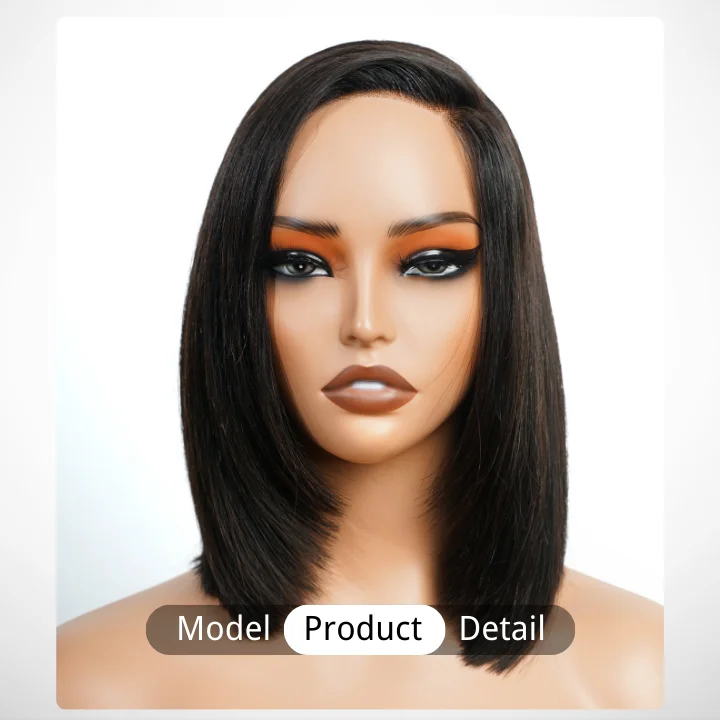 trendy wigs for creative cosplay looks -Glueless Brazilian Straight Short Bob Lace Wigs Transparent Pre Plucked Hairline Nature Color -Amanda Hair