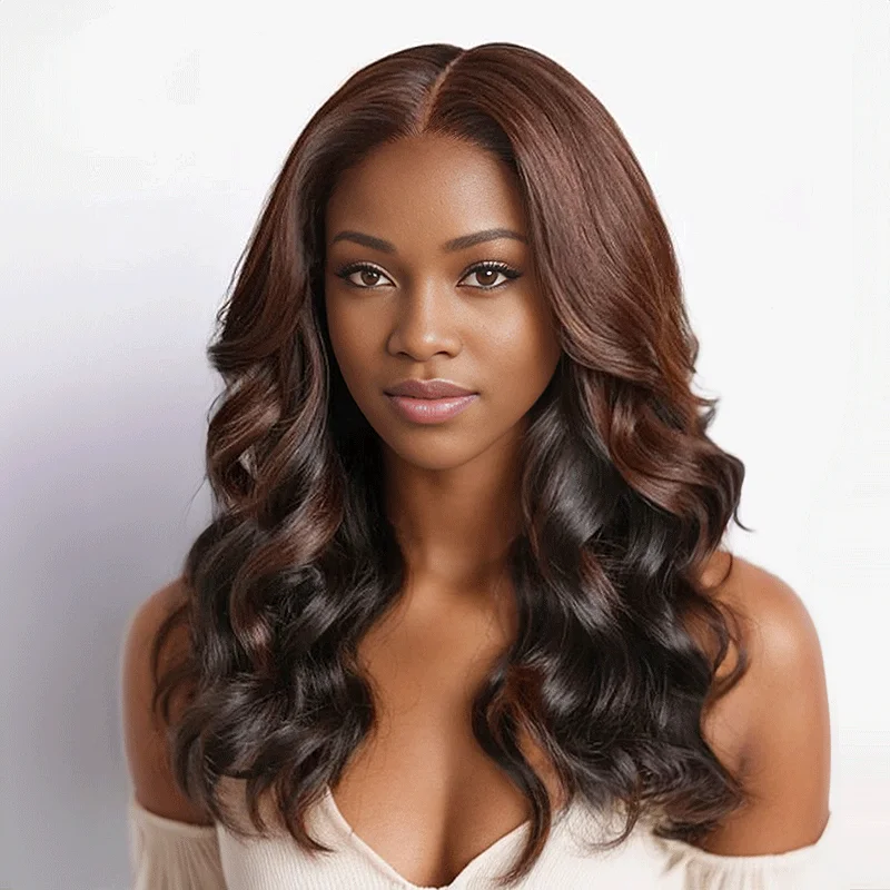 voluminous bob wigs for a bold look -9x6 Glueless Peekaboo Bronze Brown Bob Wig Loose Body Wave