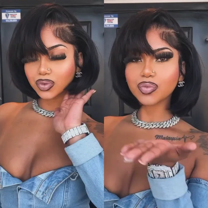 affordable wigs for women on a budget -Glueless Straight  Cut Short Bob Wig Summer Wig Choice 13x4/4x4 Brazilian Hair Short Bob Lace Wigs No Code Needed Amanda Hair