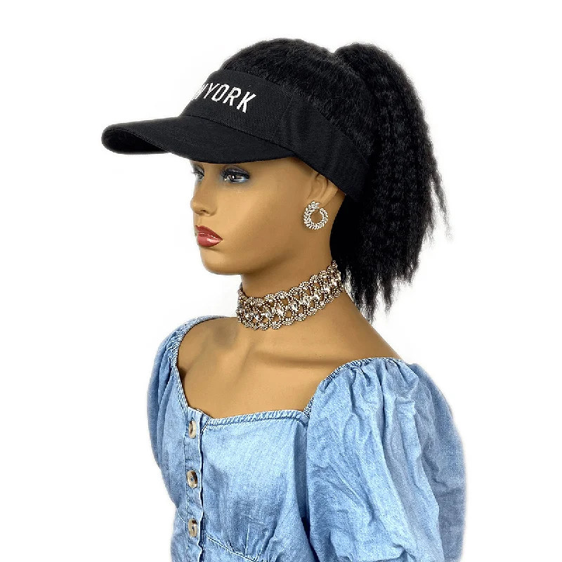 high-quality wigs for natural volume -Hat Wig Black Hair with Hat Black Baseball Cap with Hair for Black Women