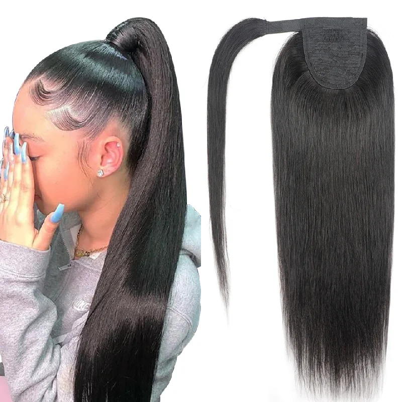 adjustable wigs for perfect fit and comfort -HJ Weave Beauty Virgin Hair Straight Wrap Around Ponytail 100 grams (1 bundle)