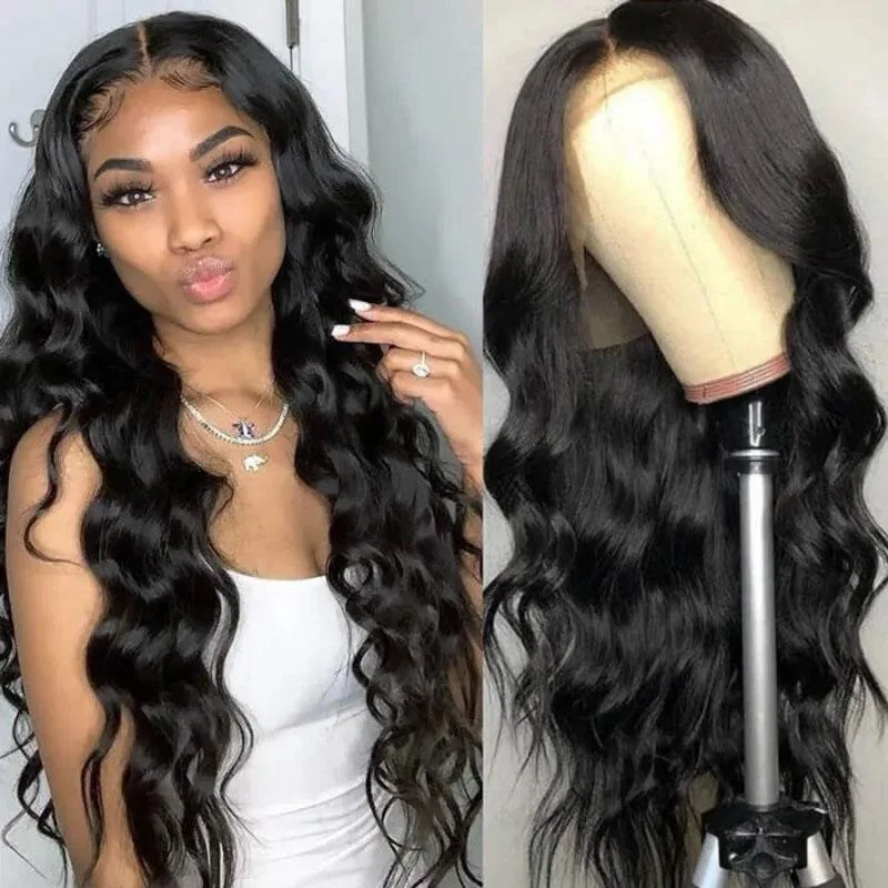 wigs for women with straight hair -Hair Body Wave Lace Wigs Pre-plucked Natural Hairline Hand Tied Lace Part Wig