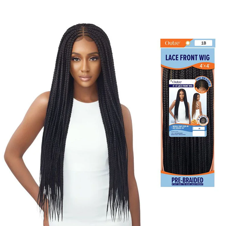 short textured wigs for a fresh appearance -OUTRE Pre Braided Middle Part Feed-in Box Braid Wig 36"