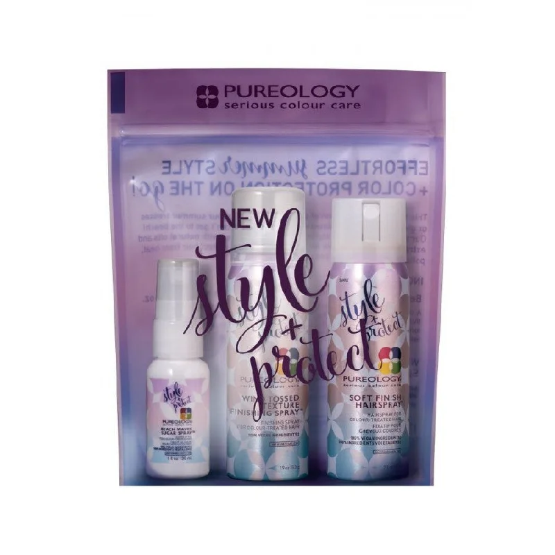 natural hair care for frizzy, thick hair-Pureology Style + Protect 3 Piece Travel Gift Set