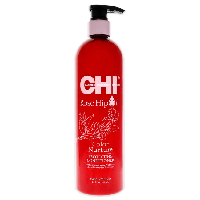 anti-frizz products for dry, damaged hair-CHI Rose Hip Oil Color Nurture Protecting Conditioner by CHI for Unisex - 25 oz Conditioner