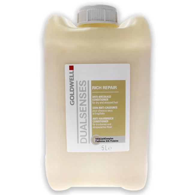 natural hair oil for frizzy ends-Goldwell Dualsenses Rich Repair Anti-Breakage Conditioner by Goldwell for Unisex - 5 Liter Conditioner