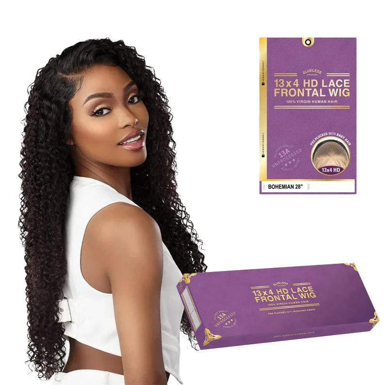 premium human hair wigs for seamless style -SENSATIONNEL 13X4 Glueless HD Lace Frontal Wig - 13A BOHEMIAN 20"