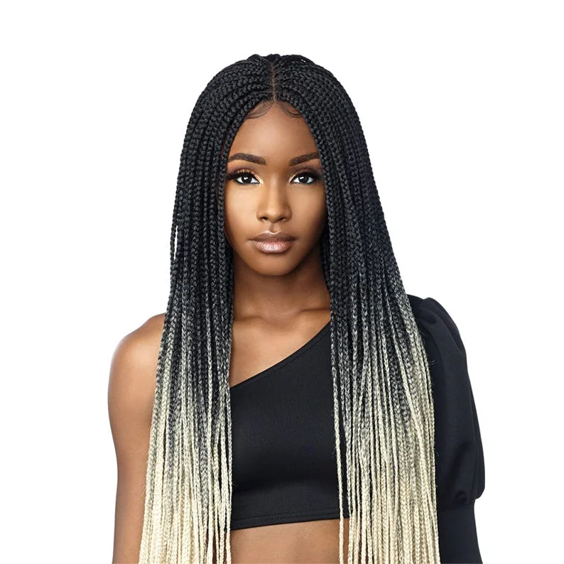 thick wigs for fuller hair appearance -SENSATIONNEL Cloud 9 4x4 Swiss Lace Parting Wig - BOX BRAID 50"