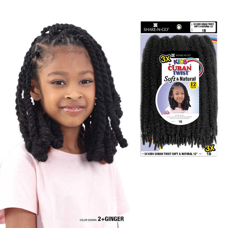 wigs for people with hair thinning issues -SHAKE N GO 3X Kids Cuban Twist Soft & Natural 12"