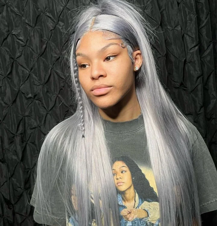 glueless wigs for easy wear and convenience -Silver Grey Straight 4x4/5x5/13x4  Lace Closure/Frontal Transparent  HD Lace Wigs Pre-plucked with Baby Hair