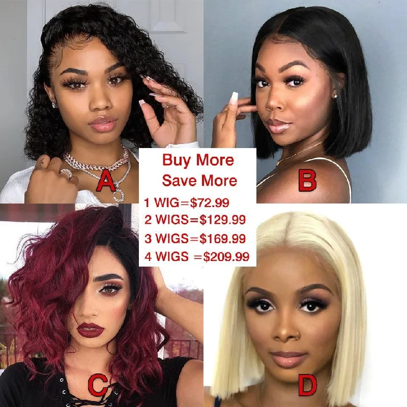 short curly wigs for feminine style -Special Package Sale 4 Short BOB Wigs | BUY MORE SAVE MORE