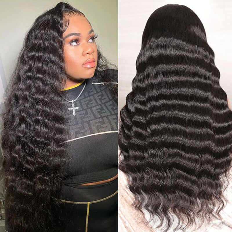 high-quality wigs for natural volume -Natural Wave 360 Lace Frontal Wig Natural Color Pre-Plucked With Baby Hair