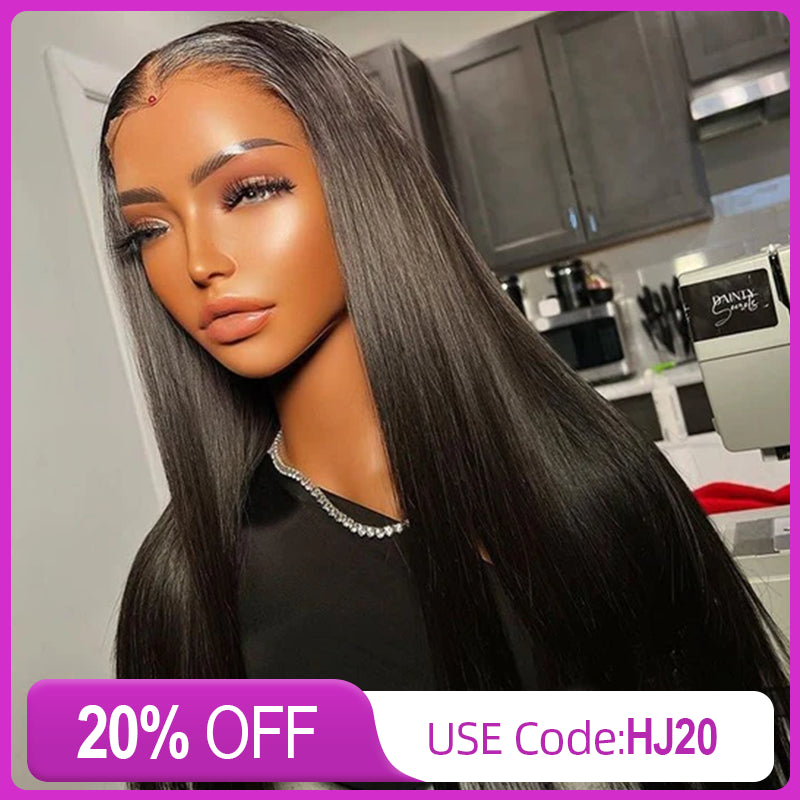 natural wigs for women with straight hair -5x5 HD Lace Closure Straight Wig Virgin Hair 180% Density