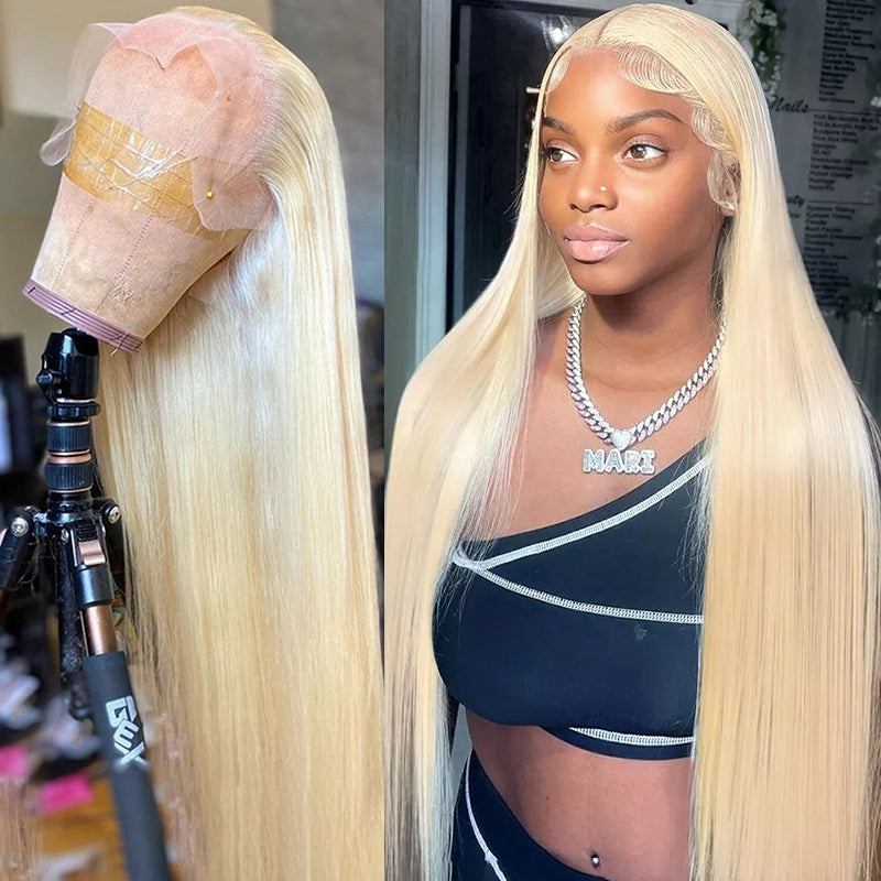 wigs for women with straight hair -13x6 Transparent Lace Front Wig Straight 613 Blonde Color Wig