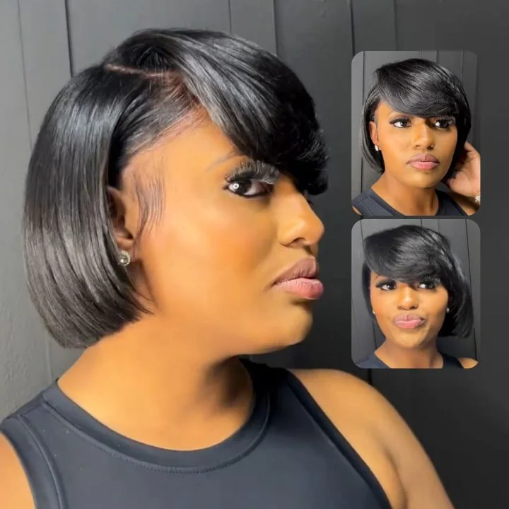 premium lace front wigs for long hair -All Season Choice Glueless Short Cut Straight Bob Wig  13x4/4x4 Brazilian Hair Short Bob Lace Wigs No Code Needed Amanda Hair