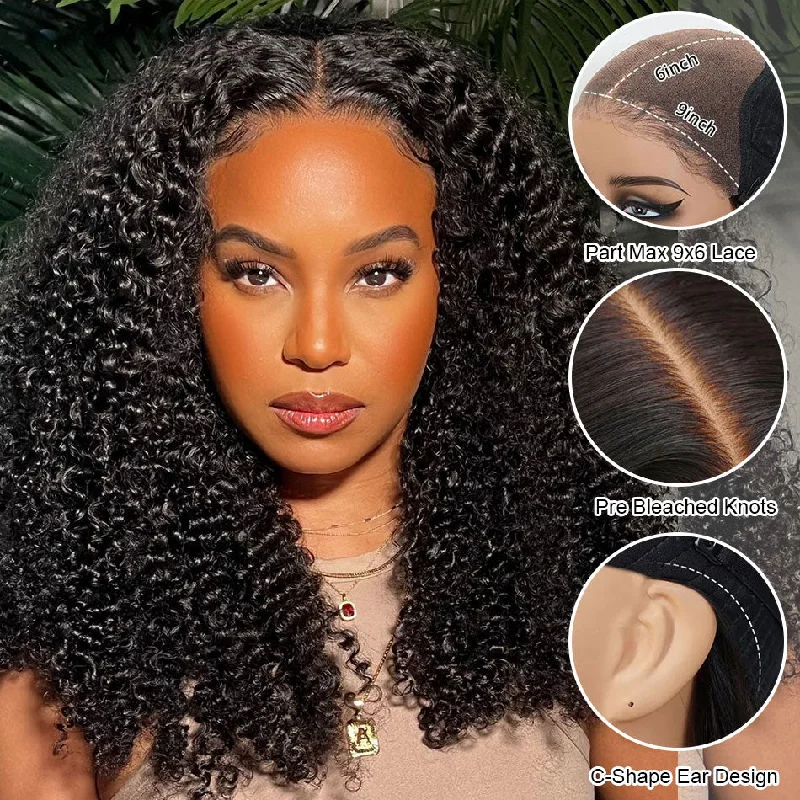 curly bob wigs for bouncy, fashionable look -Tuneful Ready To Wear M-Cap 9x6 Pre Max Part Max Lace Kinky Curly Glueless Wigs