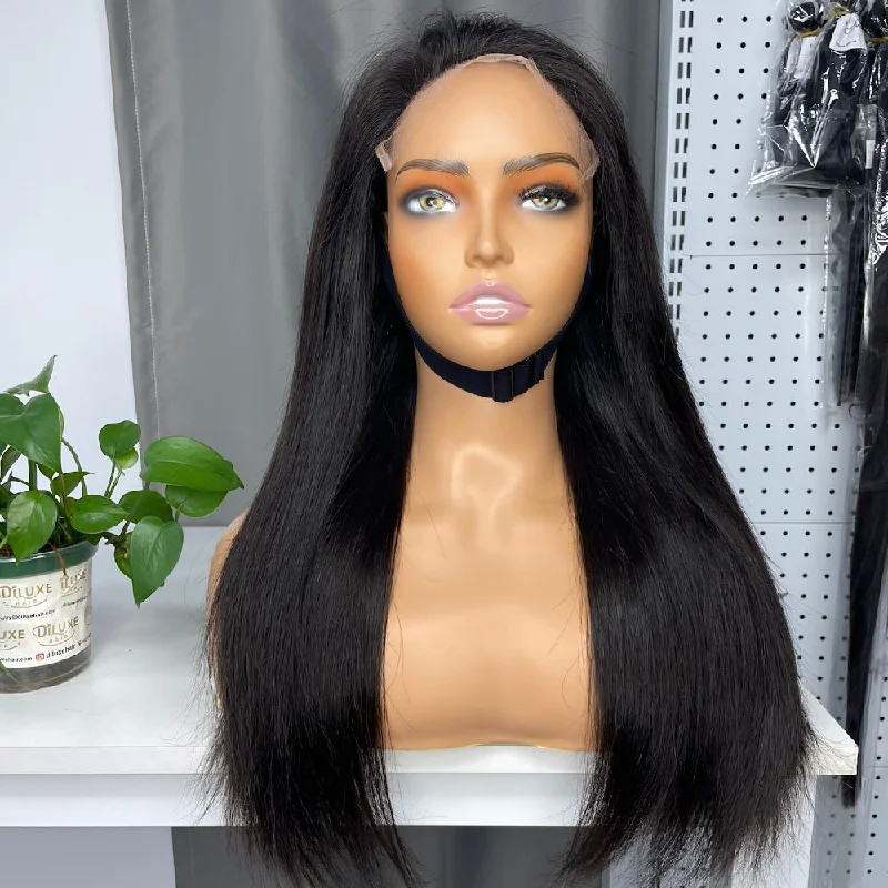 wigs with adjustable straps for personalized fit -VR Custom Closure HD Wig #1B 6x6 7x7