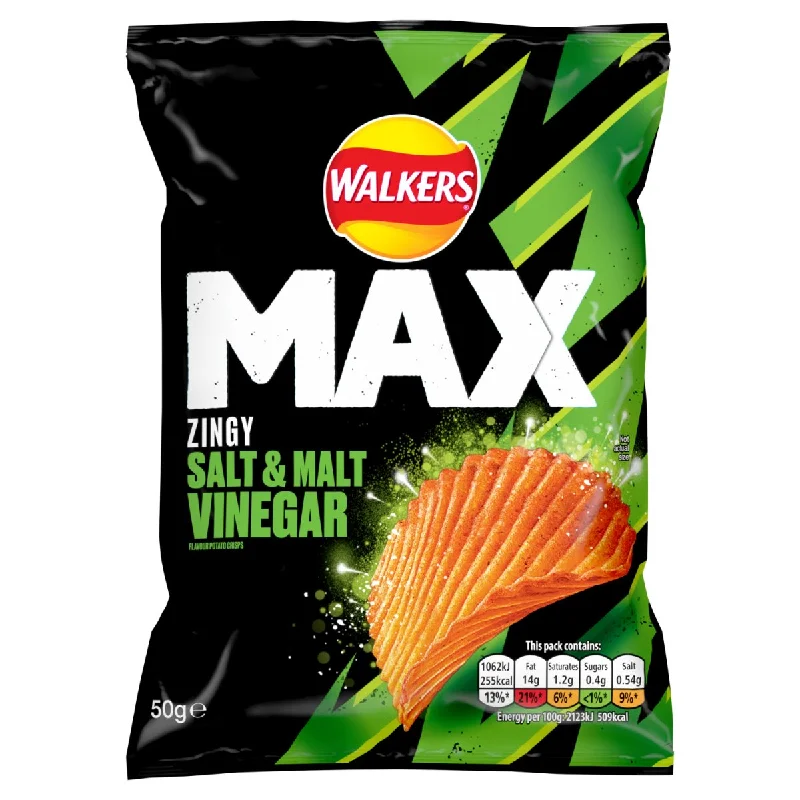 Walkers Max Salt & Malt Vinegar 50G