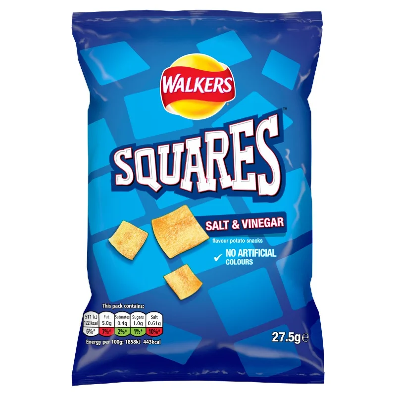 Walkers Squares Salt & Vinegar  27.5G