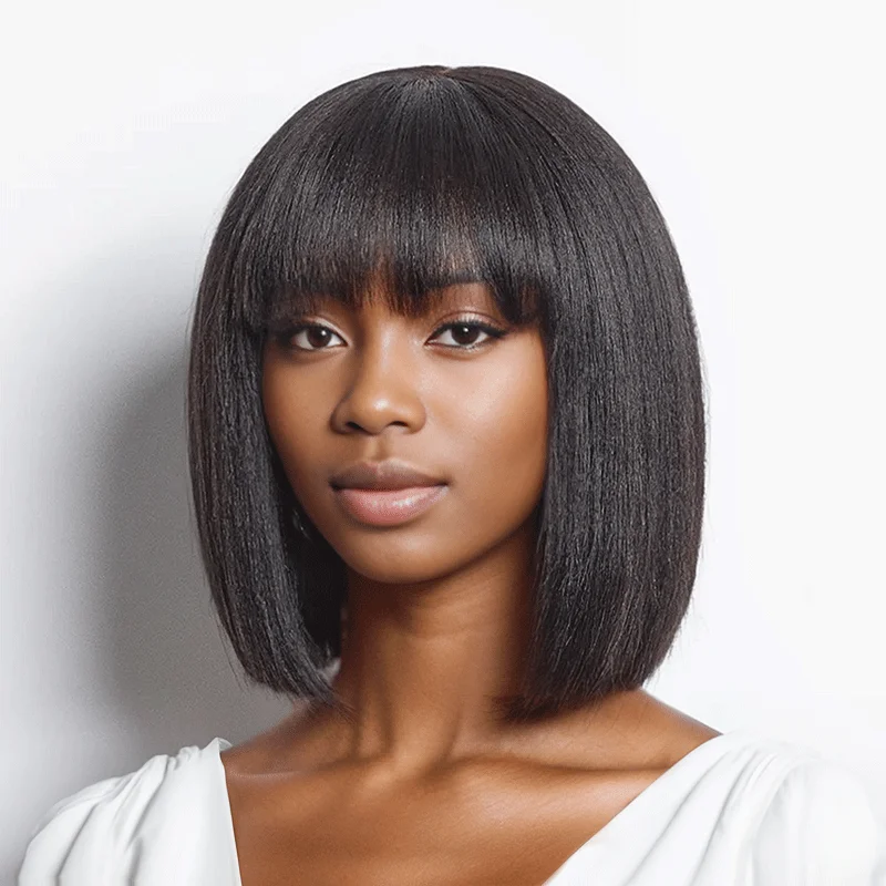 natural-looking wigs for different occasions -For Beginners Glueless Yaki Straight Bob Wig